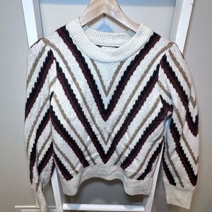 Brown patterned chevron sweater Evereve Small/S
